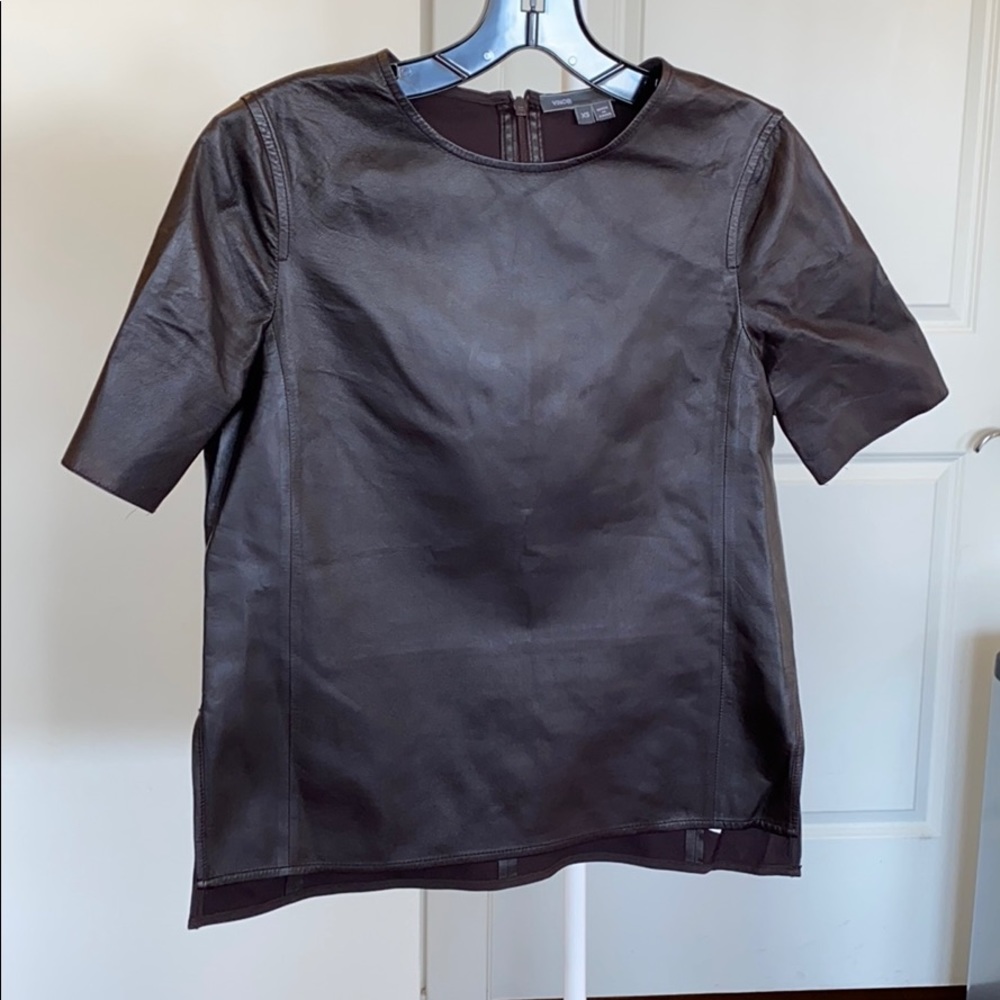 Vince Maroon Leather Shirt Size XS